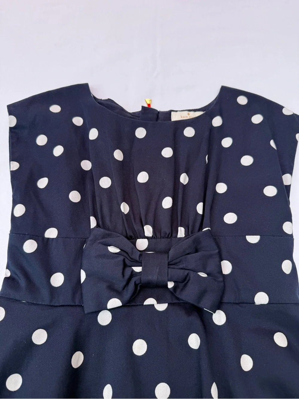kate spade Navy and White Polka Dot Bow-Applique Dress